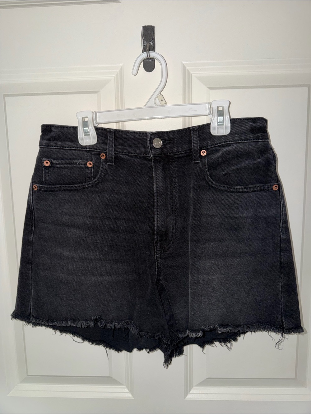 American Eagle Outfitters Black Frayed Hem Denim Shorts